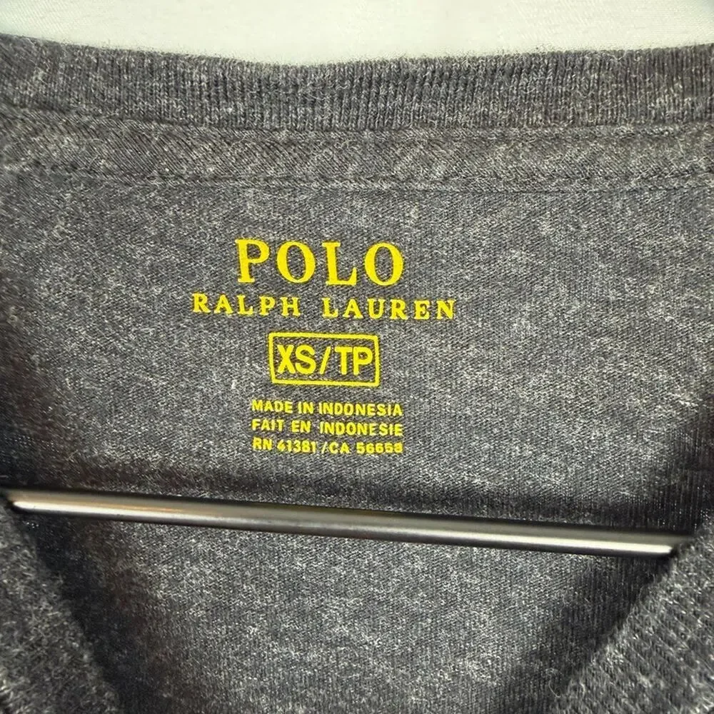 POLO RALPH LAUREN Long Sleeve‎ T-Shirt Mens XS Charcoal Gray Logo Classic Preppy